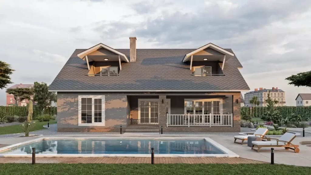 Modern lüks villa projesi cam cephe ve peyzaj düzenlemesi ile